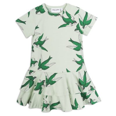 Mini Rodini - Swallows frill dress Green