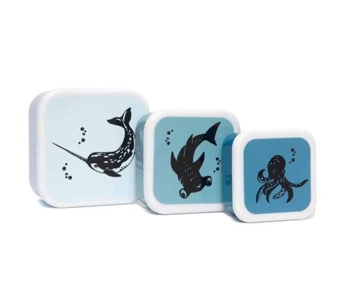 Petit Monkey Lunchbox set black sea animals