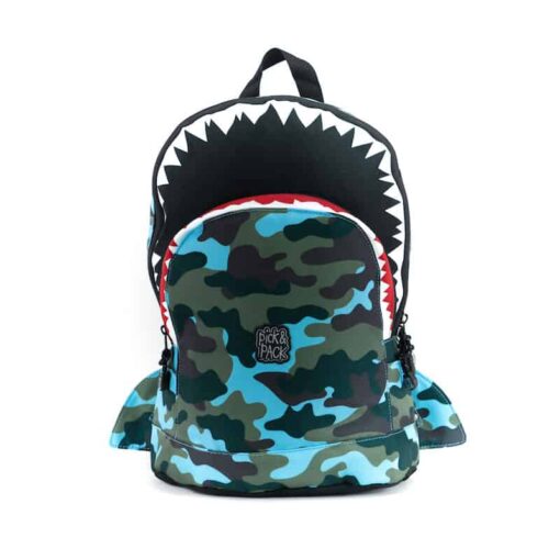 Pick & Pack Shark Shape Backpack Camo light blue M