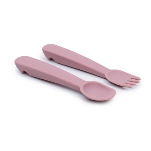 We might be tiny Feedie Fork & Spoon Set Dusty Rose