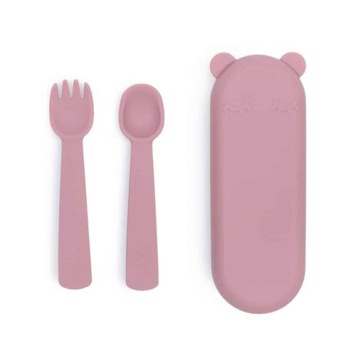 We might be tiny Feedie Fork & Spoon Set Dusty Rose