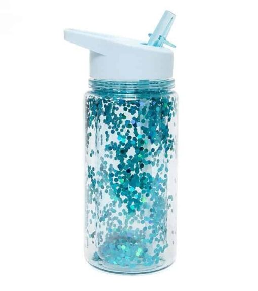 Petit Monkey drinkfles glitter dusty aqua