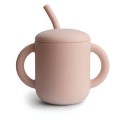 Mushie Training Cup + straw Soft Blush