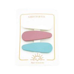 Grech & Co setje haarclips mat Dove White-Mauve Rose-Sky Blue