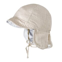 Zonnepetje muslin beige met nekflap