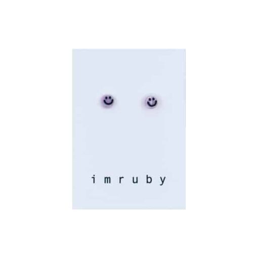 imruby Alice smiley stud earrings