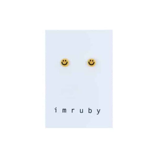 imruby Pepper smiley stud earrings