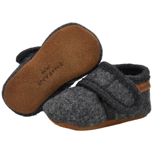 Enfant wollen slofjes Dark grey melange