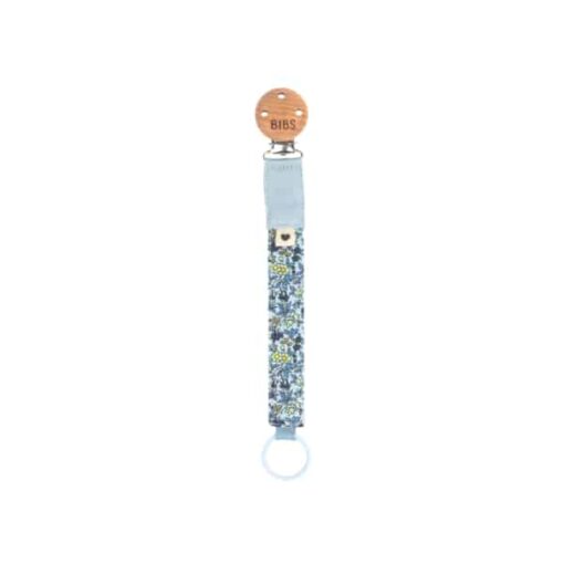 Bibs Pacifier Clip Chamomile Lawn Baby Blue