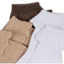 Konges Slojd 3 pack Frill socks white/sand/brown