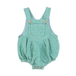 Piupiuchick baby romper | blue w/ green animal print