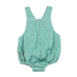 Piupiuchick baby romper | blue w/ green animal print