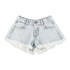 piupiuchick shorts fringes washed blue denim