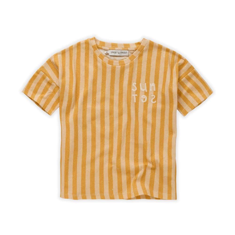 Sproet & Sprout T-shirt linen stripe Sunset