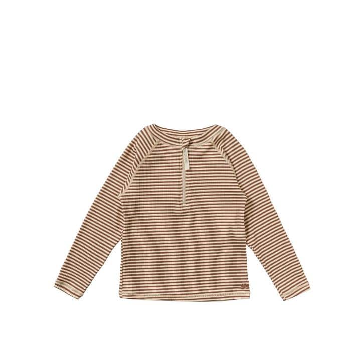 Salted Stories UV shirt Rib Stripe Stijn Carob Brown