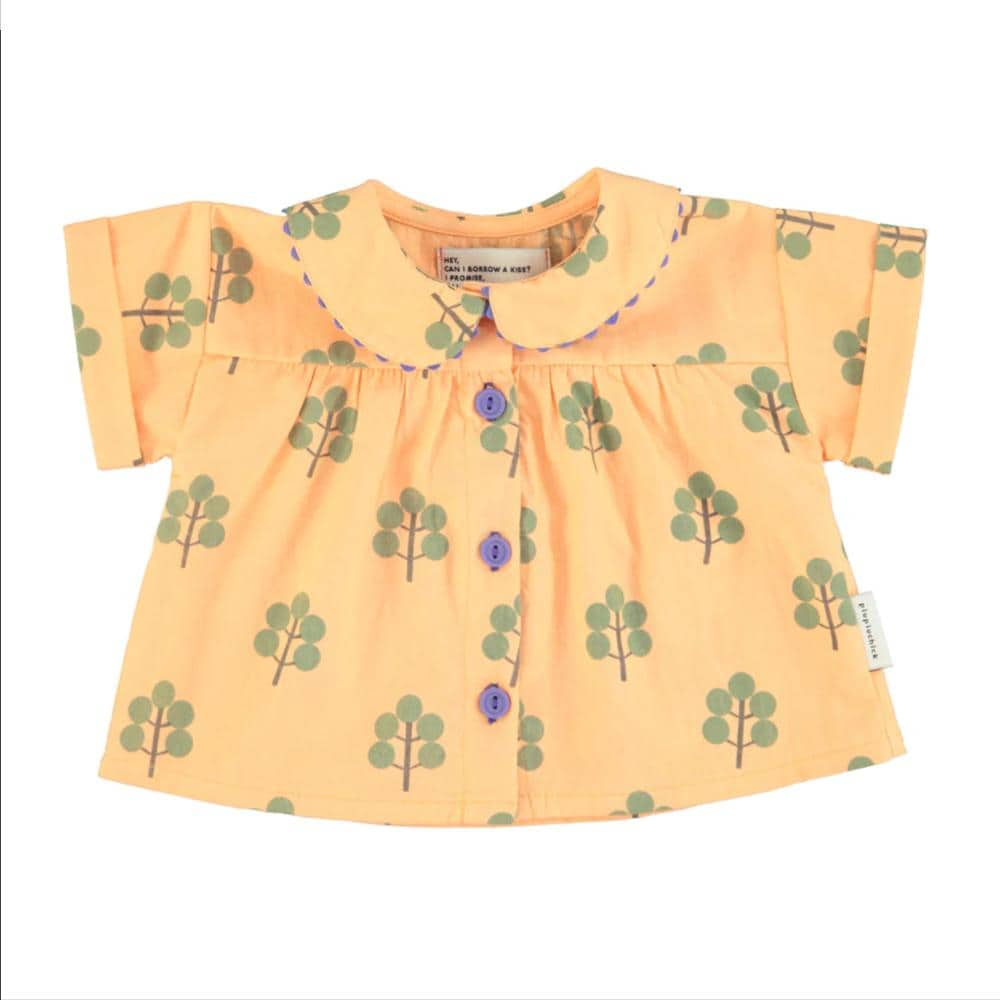 piupiuchick peter pan collar shirt peach green trees