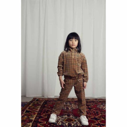 Mini Rodini Dog houndstooth velour halfzip sweatshirt