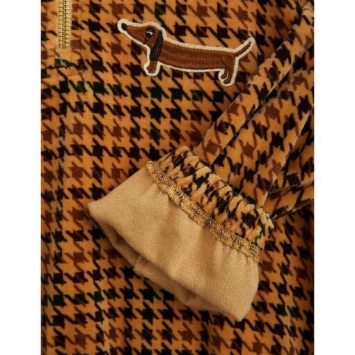 Mini Rodini Dog houndstooth velour halfzip sweatshirt - Afbeelding 3