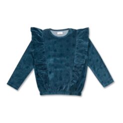Petit Blush Ruffle Sweater Velour Dots
