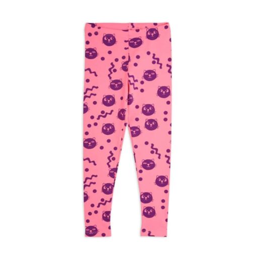 Mini Rodini Squiggly cats leggings pink