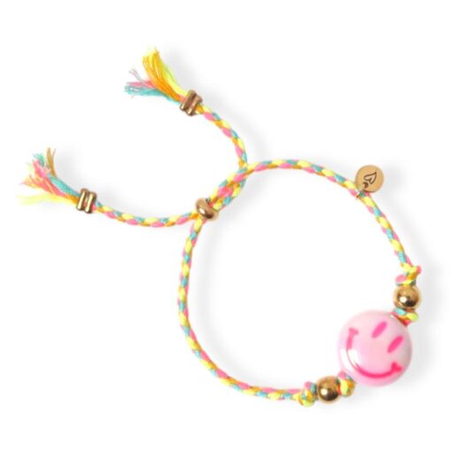 Love Issue Armbandje Happy smiley bright pink yellow