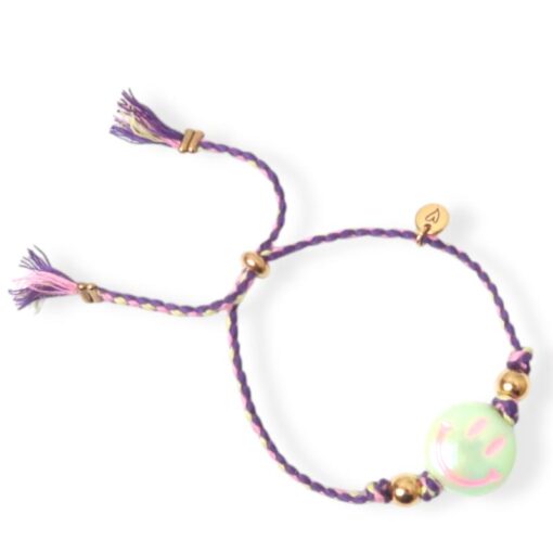 Love Issue Armbandje Happy smiley lightgreen purple