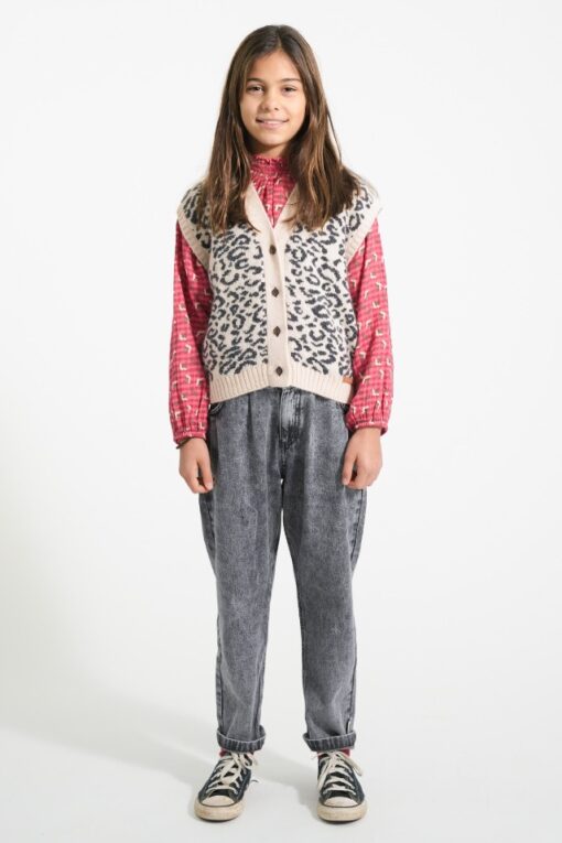 piupiuchick Knitted waistcoat Light pink black animal print - Afbeelding 2