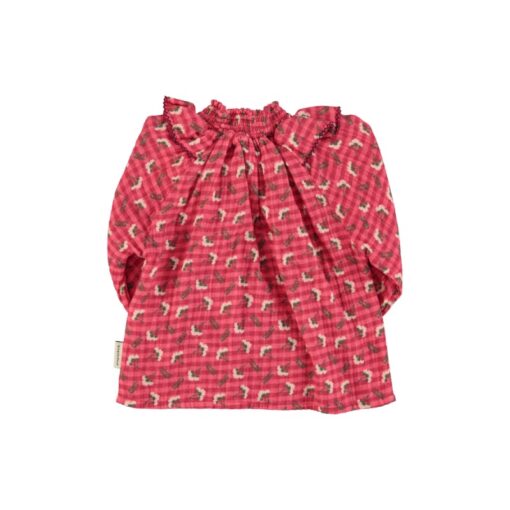 piupiuchick Blouse Pink checkered flowers - Afbeelding 3