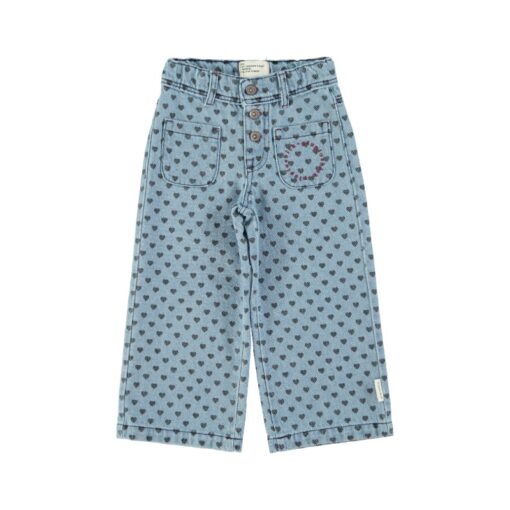 piupiuchick Flare trousers Washed blue denim black hearts