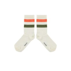 Piupiuchick Socks Ecru green & orange stripes