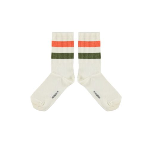 Piupiuchick Socks Ecru green & orange stripes