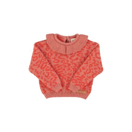 piupiuchick Knitted sweater collar Pink animal print