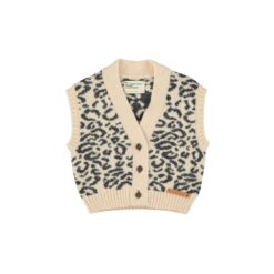 piupiuchick Knitted waistcoat Light pink black animal print