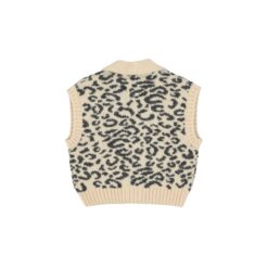 piupiuchick Knitted waistcoat Light pink black animal print