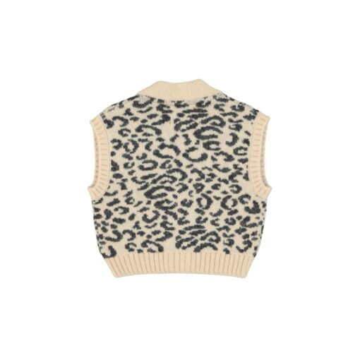 piupiuchick Knitted waistcoat Light pink black animal print