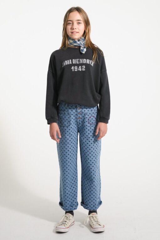 piupiuchick Flare trousers Washed blue denim black hearts - Afbeelding 2