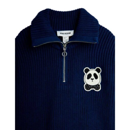 Mini Rodini panda patch chunky knit half zip sweater - Afbeelding 2