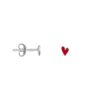 Bibi Camille Mini Heart Red Stud Earring Silver