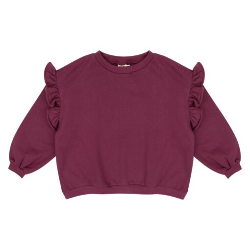 Jacky Sue Lois ruffle sweater burgundy plum