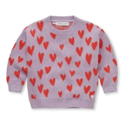 Sproet & Sprout sweater intarsia hearts lavender