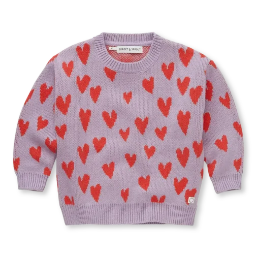 Sproet & Sprout sweater intarsia hearts lavender