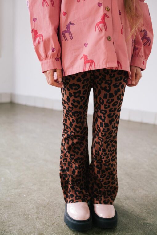 Daily Brat Leopard Flared Pants Hickory Brown