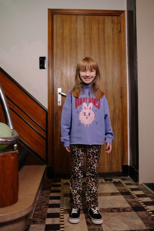 Call Me Frankie Cropped Bunny World Sweater Purple
