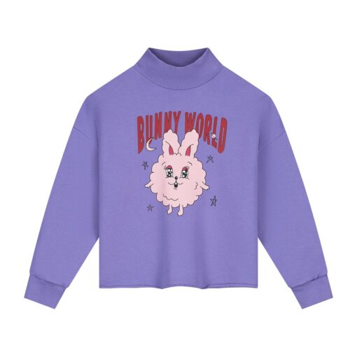 Call Me Frankie Cropped Bunny World Sweater Purple