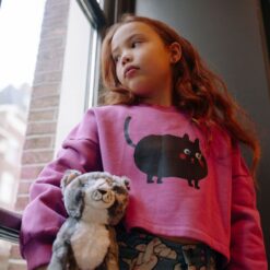 Daily Brat Meows-A-Lot Cropped Sweater Rose Sorbet