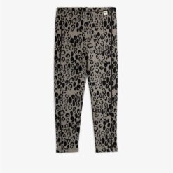 Leopard brushed jersey leggings grey