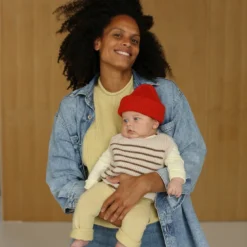 hvid Vest Harvey sand cream mocha stripe