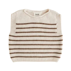 hvid Vest Harvey sand cream mocha stripe