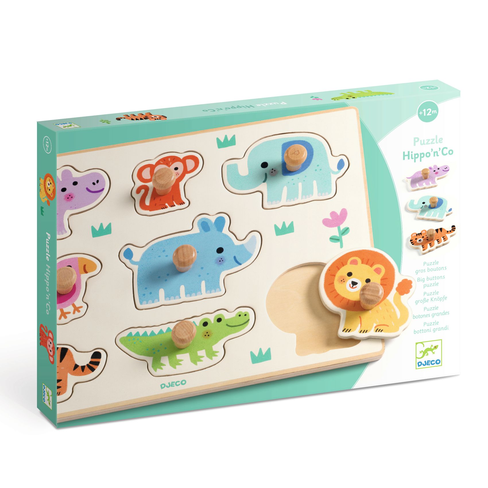 Djeco Grote Knoppuzzel Hippo 'n Co DJ01123