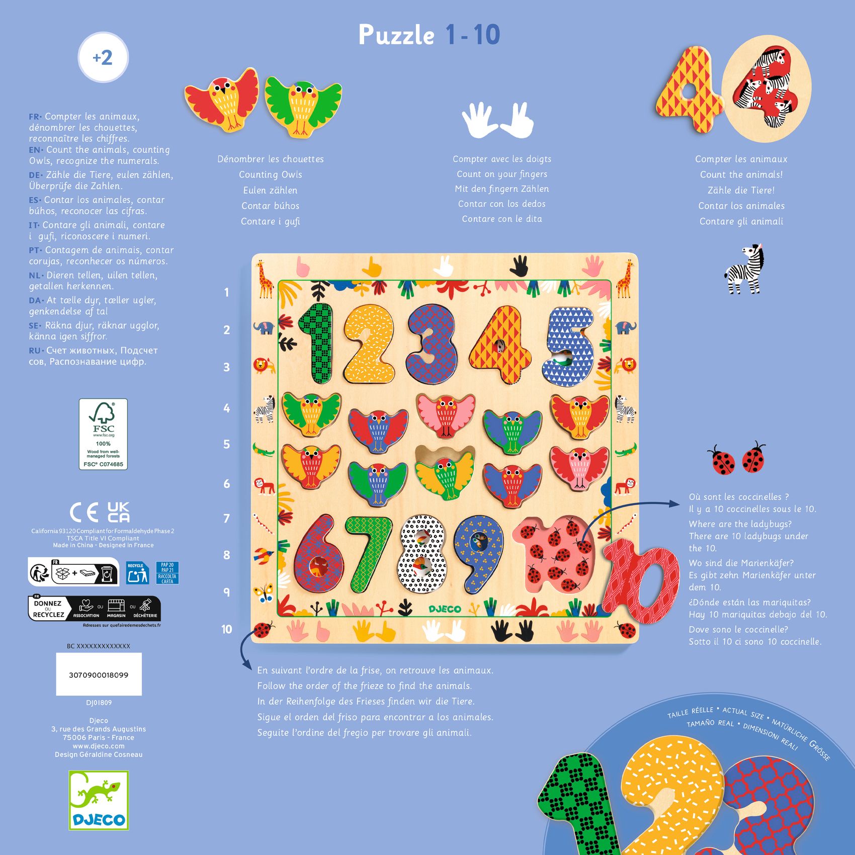 Djeco Educatieve puzzel 1 - 10 DJ01809